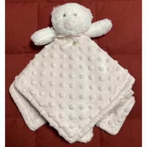 Blankets & Beyond Lovey Baby Security Blanket Cream Color Minky Dots White Bear